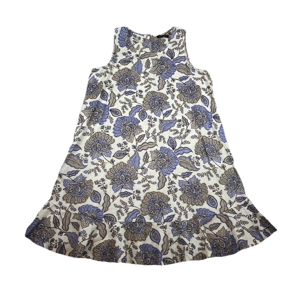 Tommy Hilfiger Dress Womens 10 Ivy Linen Blend Floral Ruffle Hem Preppy Designer